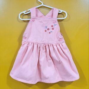 Carter's Girls Size 18M 100% Cotton Pink Embroidered Overall Dress Skirtall